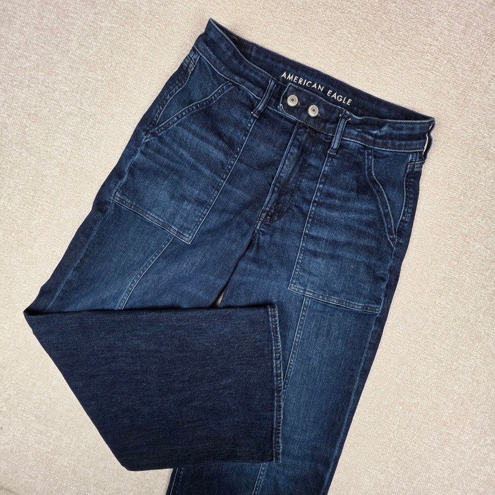 American Eagle Dreamy Drape Super High-Rise Baggy Wide Leg Jeans Womens 6 Short